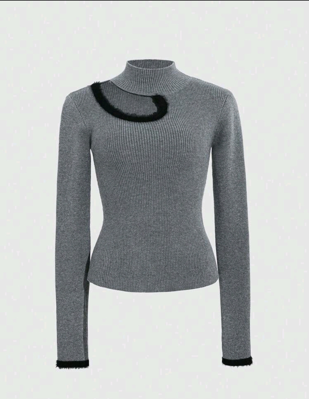 DAZY كنزة صوفية نسائية بلون متباين ومرقعة مع فتحات، بياقة عالية، أكمام طويلة، ملابس خريفية