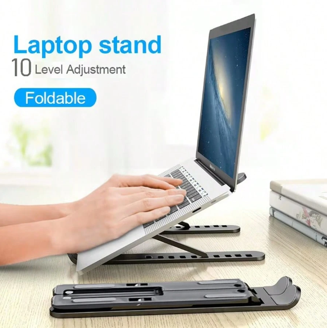 1 قطعة حامل كمبيوتر محمول بلاستيكي لسطح المكتب لتحسين بيئة العمل ، قاعدة تبريد قابلة للتعديل الارتفاع ، حامل قابل للطي لشاشة سطح المكتب العمودية