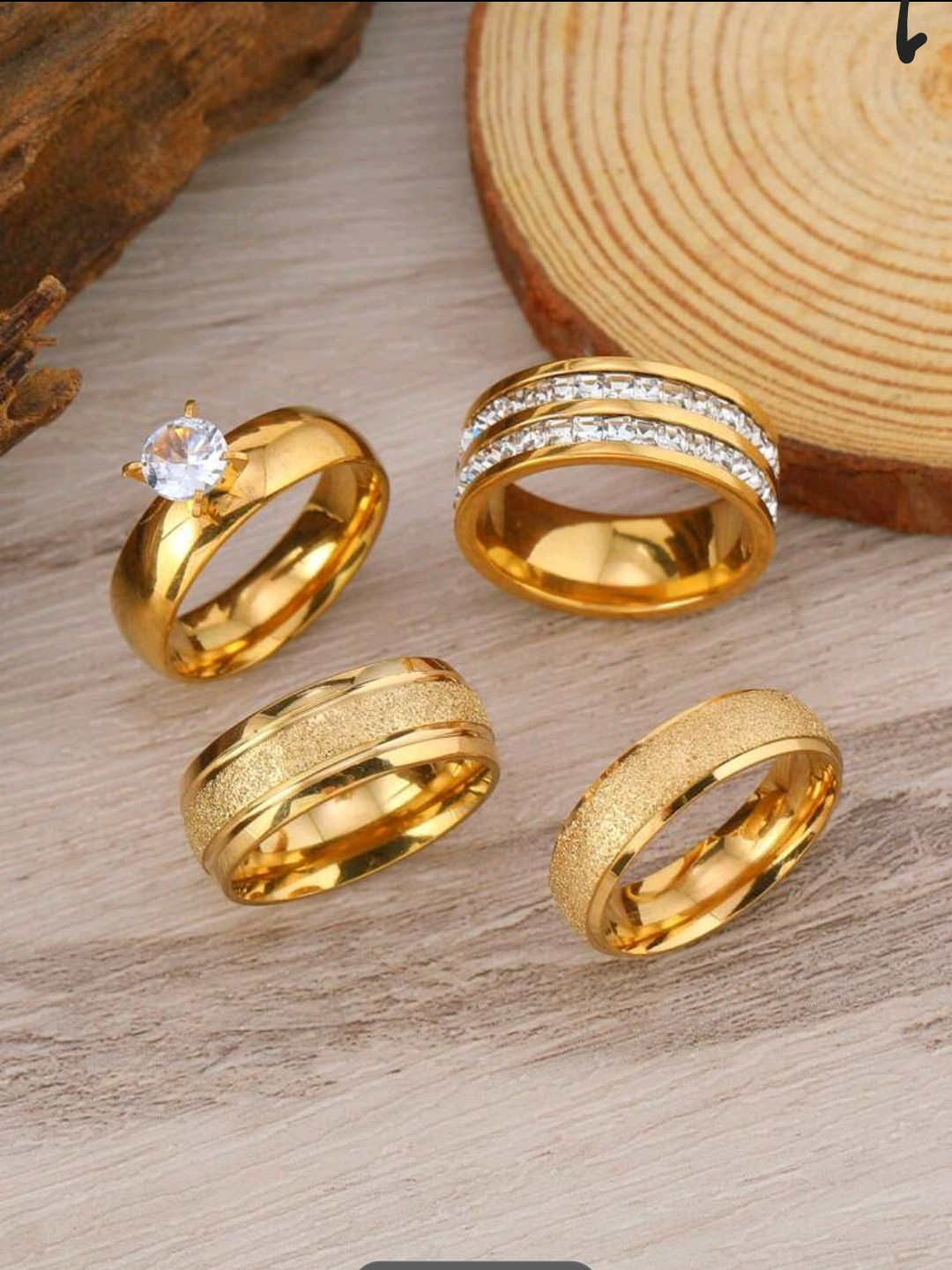 4 قطع من مجموعة خواتم الرجال من الفولاذ المقاوم للصدأ، مجوهرات من الفولاذ المقاوم للصدأ، مناسبة للاستخدام اليومي وكهدية لعيد الحب للأصدقاء والأزواج